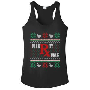 Ugly Christmas Sweater Pharmacy Tech Merry Xmas Pharmacist Gift Ladies PosiCharge Competitor Racerback Tank