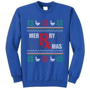 Ugly Christmas Sweater Pharmacy Tech Merry Xmas Pharmacist Gift Tall Sweatshirt