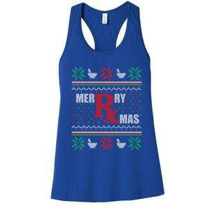 Ugly Christmas Sweater Pharmacy Tech Merry Xmas Pharmacist Gift Women's Racerback Tank