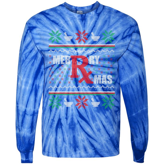 Ugly Christmas Sweater Pharmacy Tech Merry Xmas Pharmacist Gift Tie-Dye Long Sleeve Shirt