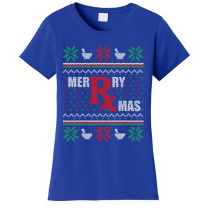 Ugly Christmas Sweater Pharmacy Tech Merry Xmas Pharmacist Gift Women's T-Shirt