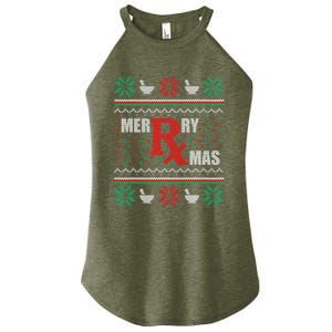 Ugly Christmas Sweater Pharmacy Tech Merry Xmas Pharmacist Gift Women's Perfect Tri Rocker Tank