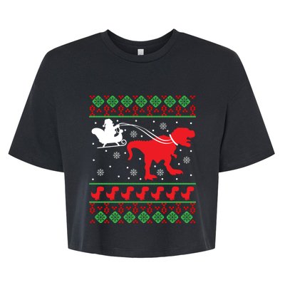 Ugly Christmas Sweater Dinosaur Bella+Canvas Jersey Crop Tee