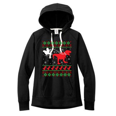 Ugly Christmas Sweater Dinosaur Women's Fleece Hoodie