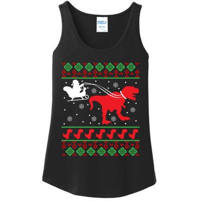 Ugly Christmas Sweater Dinosaur Ladies Essential Tank