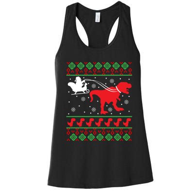 Ugly Christmas Sweater Dinosaur Women's Racerback Tank