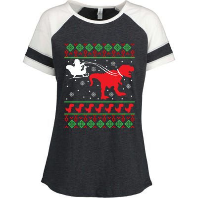 Ugly Christmas Sweater Dinosaur Enza Ladies Jersey Colorblock Tee