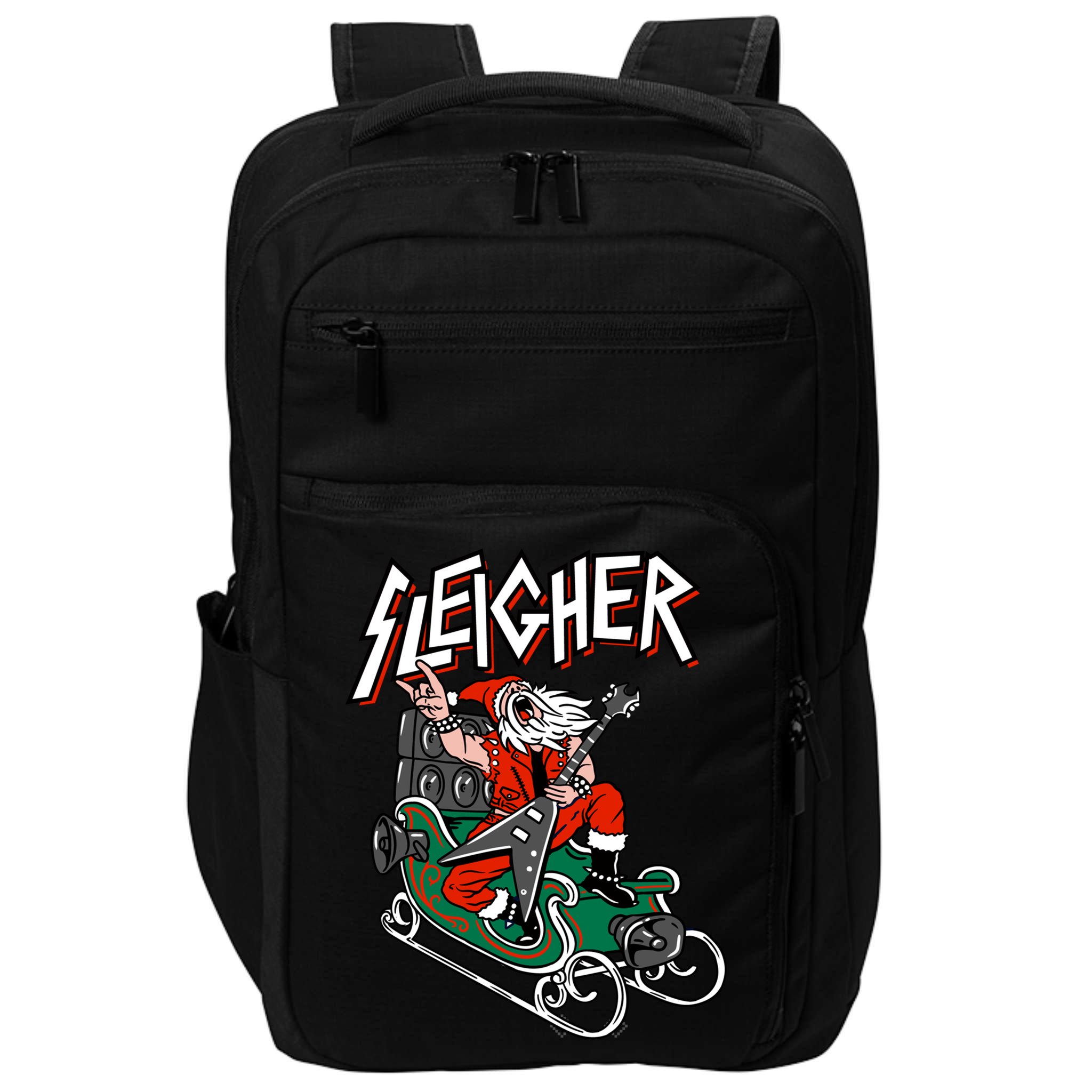Ugly Christmas Sweater Sleigher Heavy Metal Santa Meaningful Gift Impact Tech Backpack