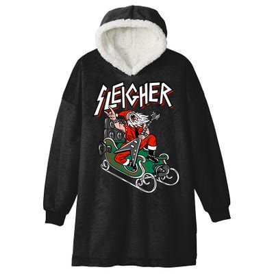 Ugly Christmas Sweater Sleigher Heavy Metal Santa Meaningful Gift Hooded Wearable Blanket