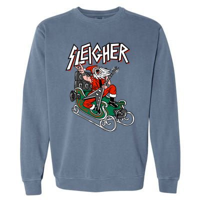 Ugly Christmas Sweater Sleigher Heavy Metal Santa Meaningful Gift Garment-Dyed Sweatshirt