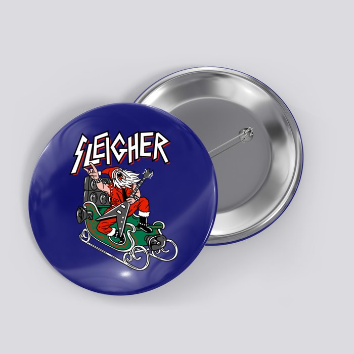 Ugly Christmas Sweater Sleigher Heavy Metal Santa Meaningful Gift Button