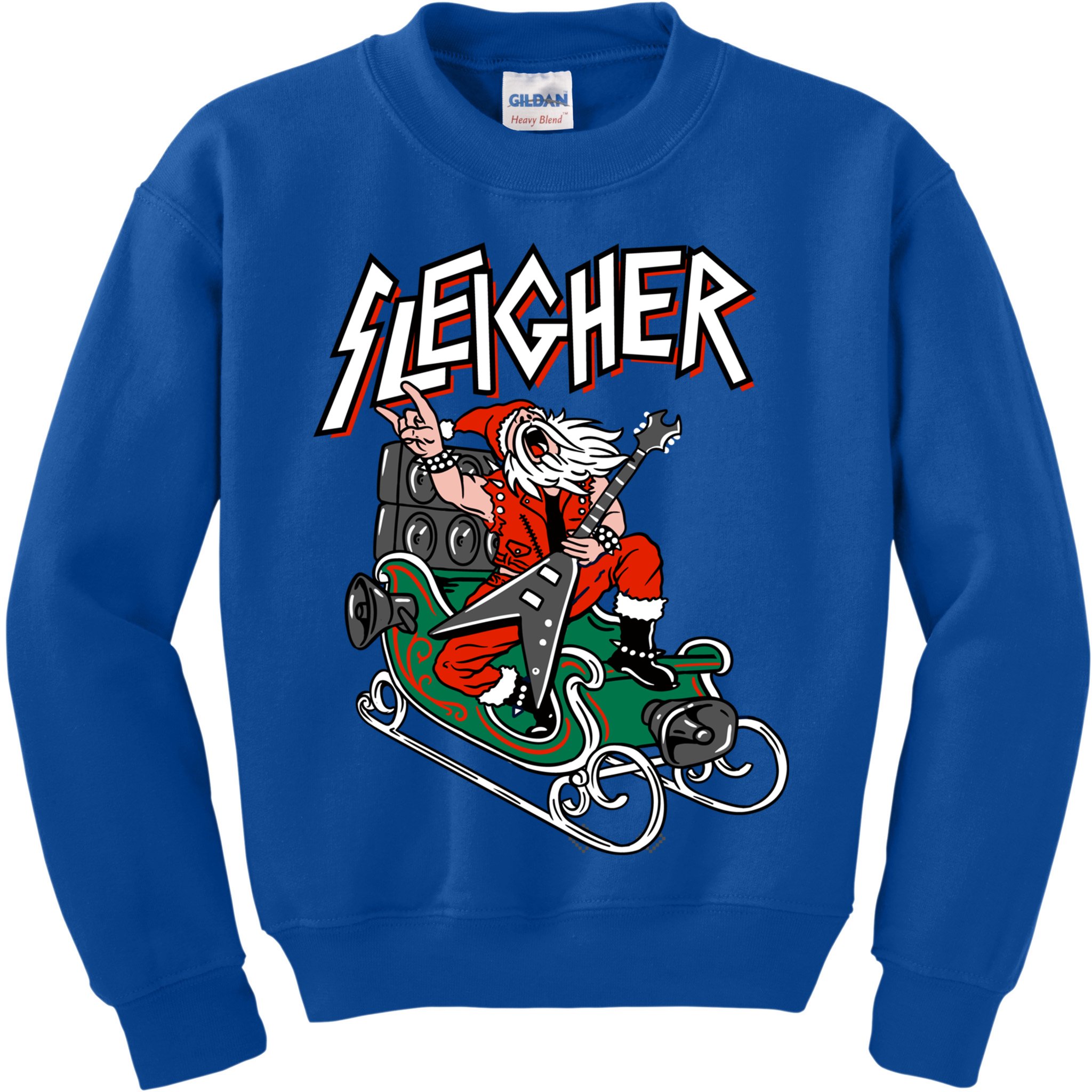 Ugly Christmas Sweater Sleigher Heavy Metal Santa Meaningful Gift Kids Sweatshirt