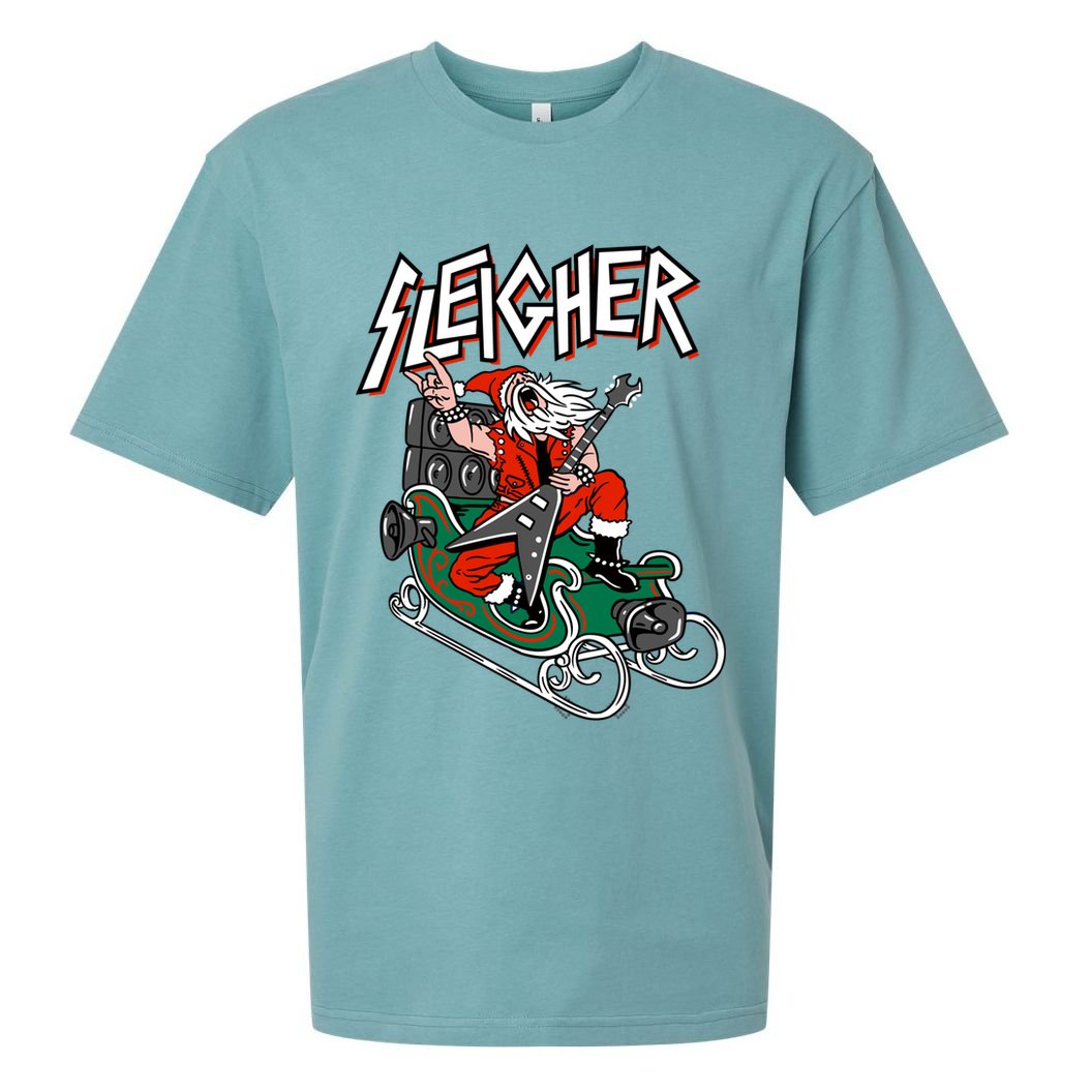 Ugly Christmas Sweater Sleigher Heavy Metal Santa Meaningful Gift Sueded Cloud Jersey T-Shirt