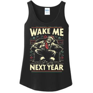 Ugly Christmas Sweater Santa Wake Me Next Year Ladies Essential Tank