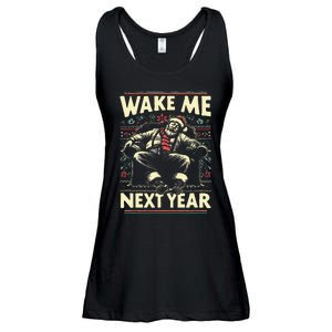 Ugly Christmas Sweater Santa Wake Me Next Year Ladies Essential Flowy Tank