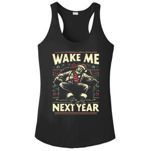 Ugly Christmas Sweater Santa Wake Me Next Year Ladies PosiCharge Competitor Racerback Tank