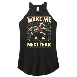 Ugly Christmas Sweater Santa Wake Me Next Year Women's Perfect Tri Rocker Tank