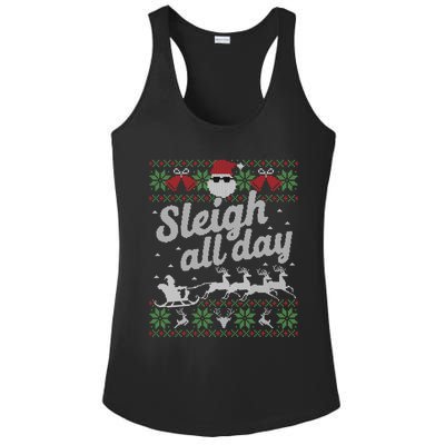 Ugly Christmas Sweater Santa Sleigh All Day Cool Gift Ladies PosiCharge Competitor Racerback Tank