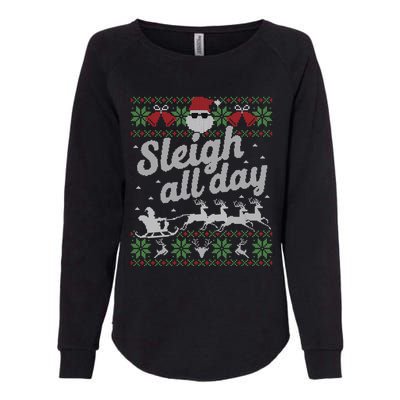 Ugly Christmas Sweater Santa Sleigh All Day Cool Gift Womens California Wash Sweatshirt