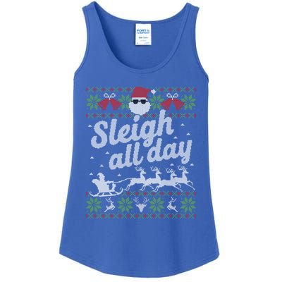 Ugly Christmas Sweater Santa Sleigh All Day Cool Gift Ladies Essential Tank