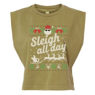 Ugly Christmas Sweater Santa Sleigh All Day Cool Gift Garment-Dyed Women's Muscle Tee