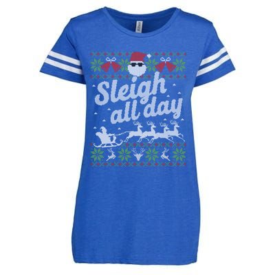 Ugly Christmas Sweater Santa Sleigh All Day Cool Gift Enza Ladies Jersey Football T-Shirt