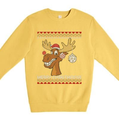 Ugly Christmas Sweater I Merry Christmoose Funny Moose Xmas Premium Crewneck Sweatshirt