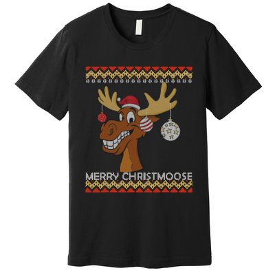 Ugly Christmas Sweater I Merry Christmoose Funny Moose Xmas Premium T-Shirt