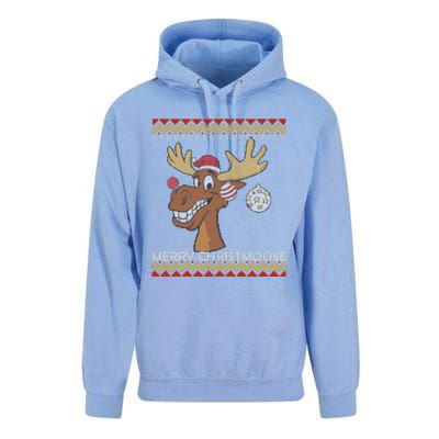 Ugly Christmas Sweater I Merry Christmoose Funny Moose Xmas Unisex Surf Hoodie