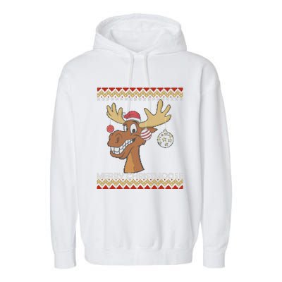 Ugly Christmas Sweater I Merry Christmoose Funny Moose Xmas Garment-Dyed Fleece Hoodie