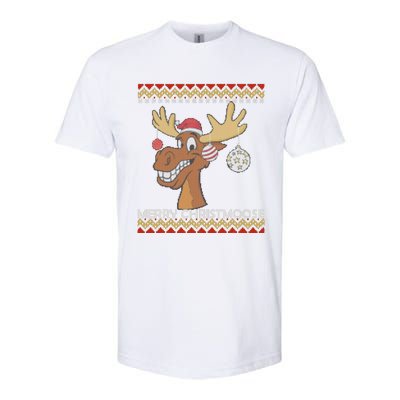 Ugly Christmas Sweater I Merry Christmoose Funny Moose Xmas Softstyle CVC T-Shirt