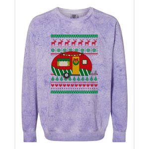 Ugly Christmas Sweater Camping Gift Funny Xmas Colorblast Crewneck Sweatshirt