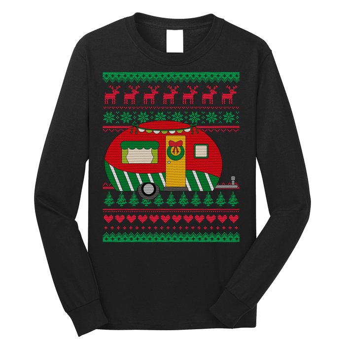 Ugly Christmas Sweater Camping Gift Funny Xmas Long Sleeve Shirt