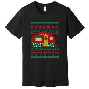 Ugly Christmas Sweater Camping Gift Funny Xmas Premium T-Shirt