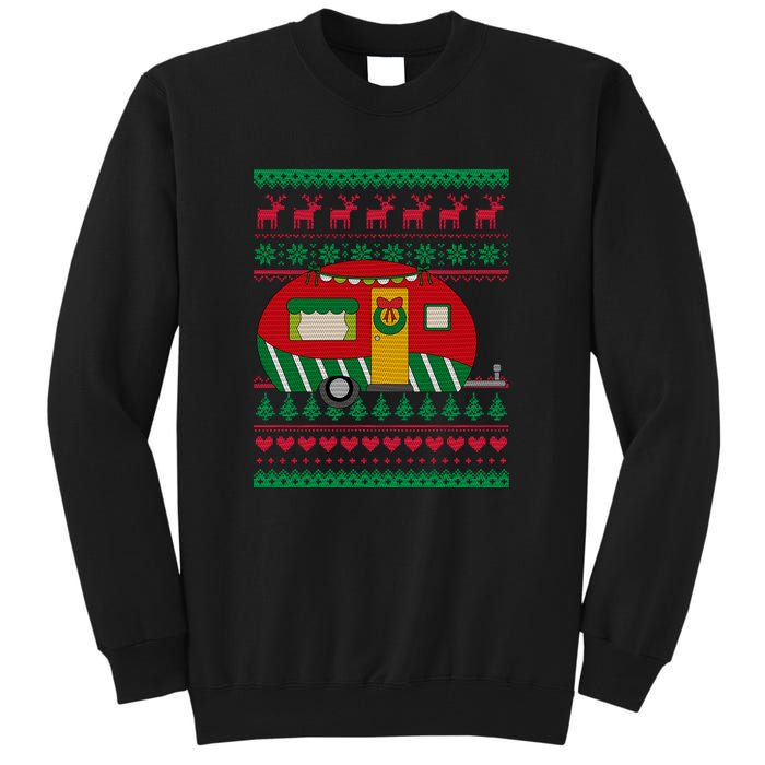 Ugly Christmas Sweater Camping Gift Funny Xmas Tall Sweatshirt