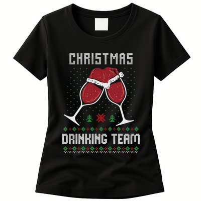 Ugly Christmas Sweater Alcohol Drink Beer Drinking Team Wine Womens T-Shirt