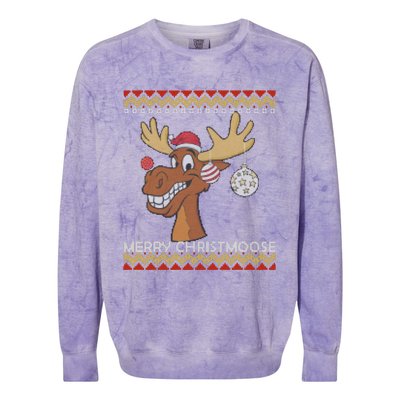 Ugly Christmas Sweater I Merry Christmoose Funny Moose Xmas Colorblast Crewneck Sweatshirt