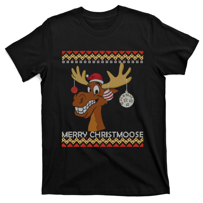 Ugly Christmas Sweater I Merry Christmoose Funny Moose Xmas T-Shirt