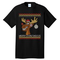 Ugly Christmas Sweater I Merry Christmoose Funny Moose Xmas Tall T-Shirt