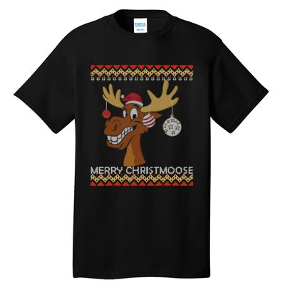 Ugly Christmas Sweater I Merry Christmoose Funny Moose Xmas Tall T-Shirt