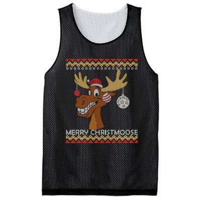 Ugly Christmas Sweater I Merry Christmoose Funny Moose Xmas Mesh Reversible Basketball Jersey Tank