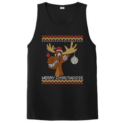 Ugly Christmas Sweater I Merry Christmoose Funny Moose Xmas PosiCharge Competitor Tank