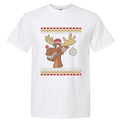 Ugly Christmas Sweater I Merry Christmoose Funny Moose Xmas Garment-Dyed Heavyweight T-Shirt