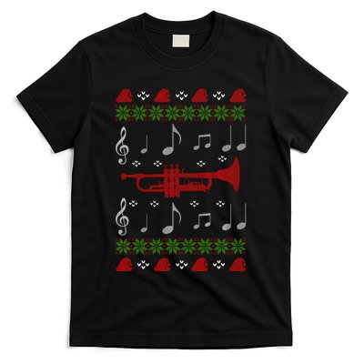Ugly Christmas Sweater Style Gift Trumpet Player T-Shirt