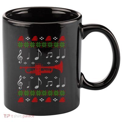 Ugly Christmas Sweater Style Gift Trumpet Player 11oz C Handle Ceramic Mug