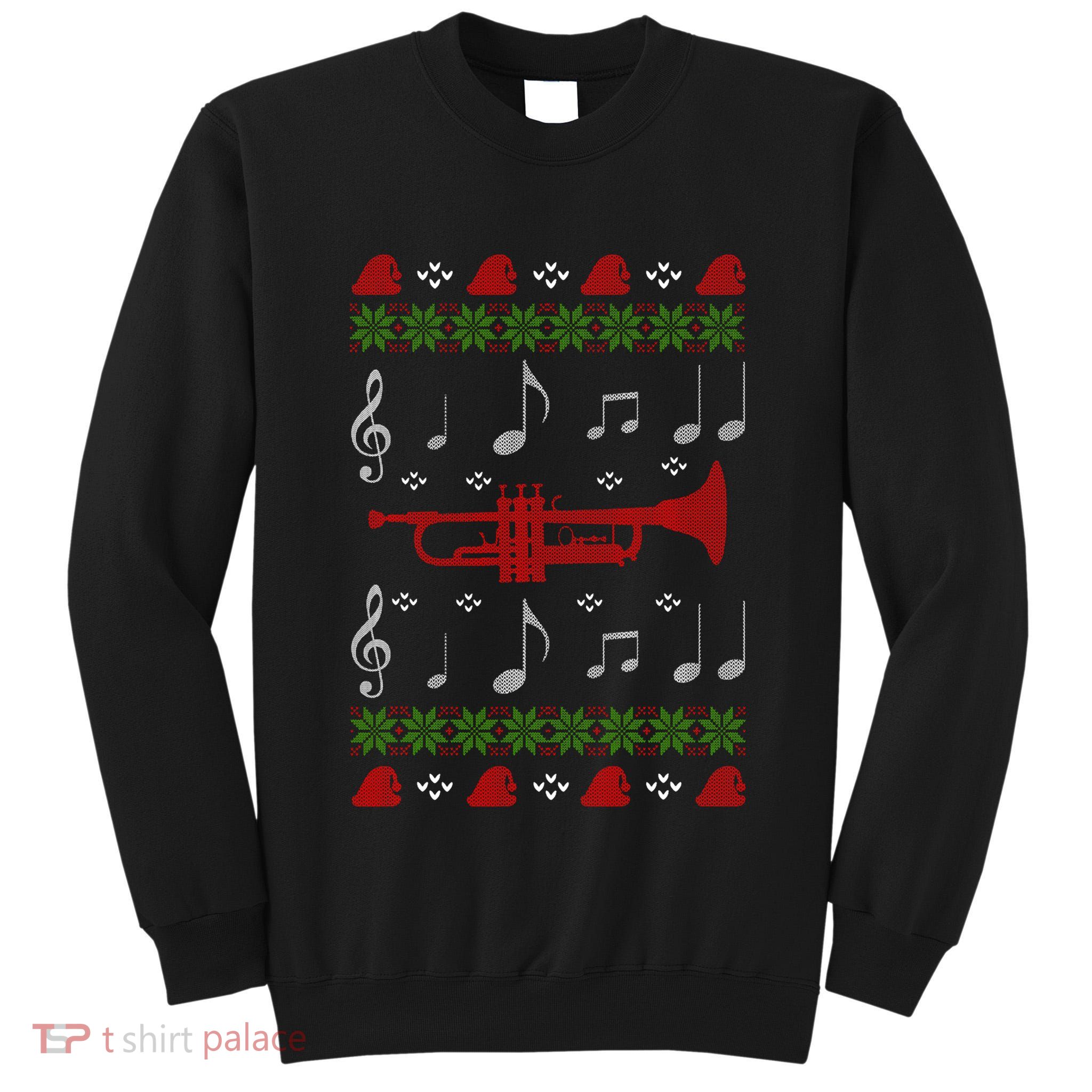 Ugly Christmas Sweater Style Gift Trumpet Player Tall Sweatshirt