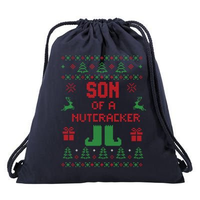 Ugly Christmas Sweater Son Of A Nutcracker Funny Meaningful Gift Drawstring Bag