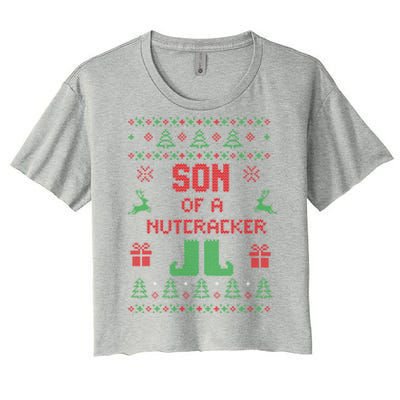 Ugly Christmas Sweater Son Of A Nutcracker Funny Meaningful Gift Women's Crop Top Tee