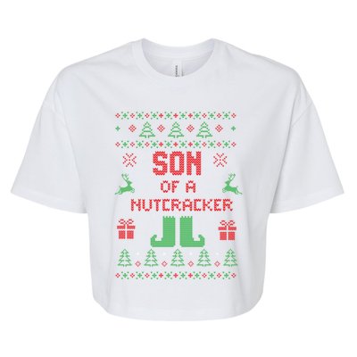 Ugly Christmas Sweater Son Of A Nutcracker Funny Meaningful Gift Bella+Canvas Jersey Crop Tee