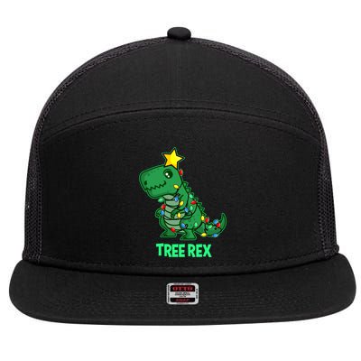 Ugly Christmas T Rex Christmas Tree Rex Gift 7 Panel Mesh Trucker Snapback Hat